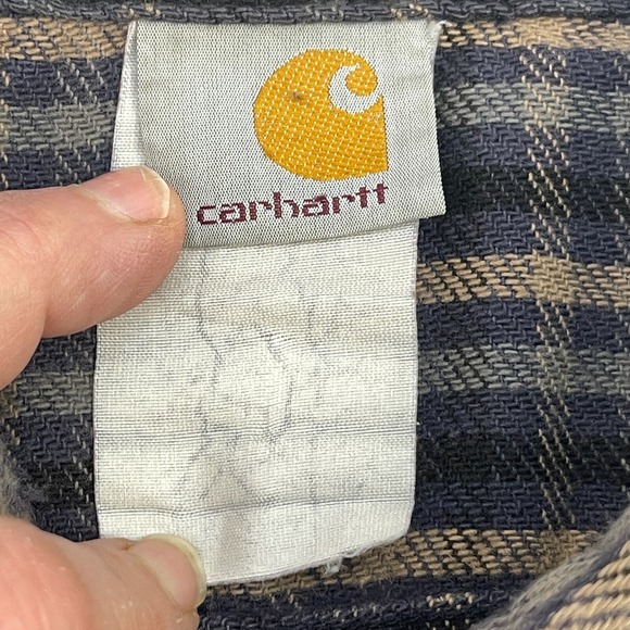 Carhartt Mens 2XL Shirt Plaid-Heavy Woven Flannel Button-Front Flap-Pockets - Picture 4 of 9